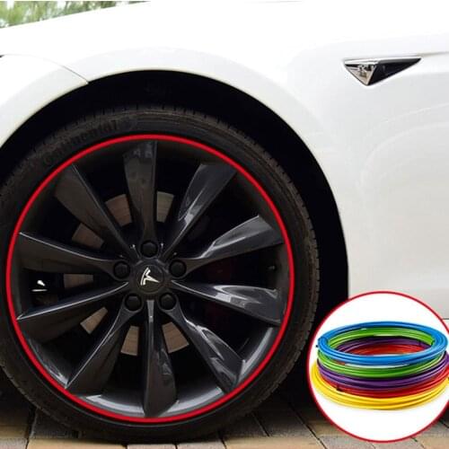 2pcs Car Wheel Sticker Anti-collision Strip Tyre Tire Decoration Exterior Modified Sticker For Tesla Model 3 X S Accessories
