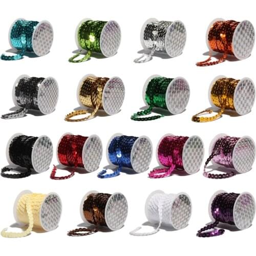 5Meters/lot 6mm 17 Colors Shiny Loose Round Flat PVC Sequins Paillettes Sewing On Trims for Crafts Cloth Accessory/Bags/Garment