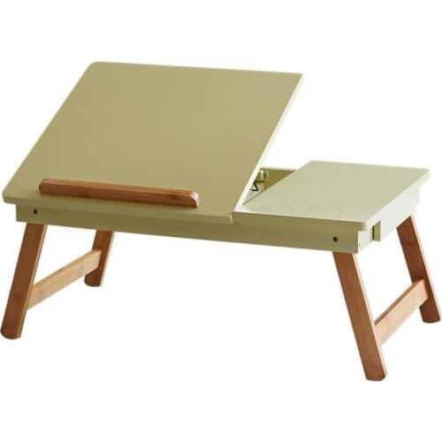 9999 Contracted And Contemporary Laptop Table For Lazy Bed, Solid Wood Desk Dormitory Folding Table