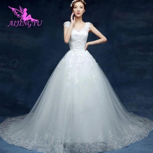 AIJINGYU 2021 plus size Customized new hot selling cheap ball gown lace up back formal bride dresses wedding dress WK439