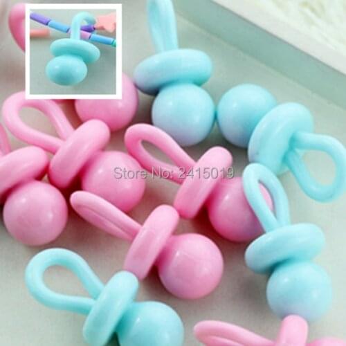 Free ship cheap 100pc 20mm Solid blue pink color acrylic baby pacifier nipple baby shower table scatters decoration party favors