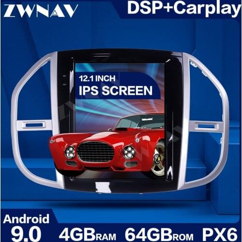 PX6 4+64 Tesla Style Big Screen Android 9.0 Car Multimedia Player For Mercedes-Benz Vito 2016-2019 GPS Radio stereo BT head unit