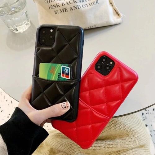 CC17 Lattice Lambski PU Leather Card Pocket Case For iPhone 12 Mini 11 Pro 7 8 Plus XR X Max Luxury Brand Cover Accessories Bag