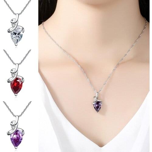 Fashion Crystal Water Drop Shaped Pendant Chain Necklaces Charm Long Choker Collar Statement Party Jewelry Weddings Gift