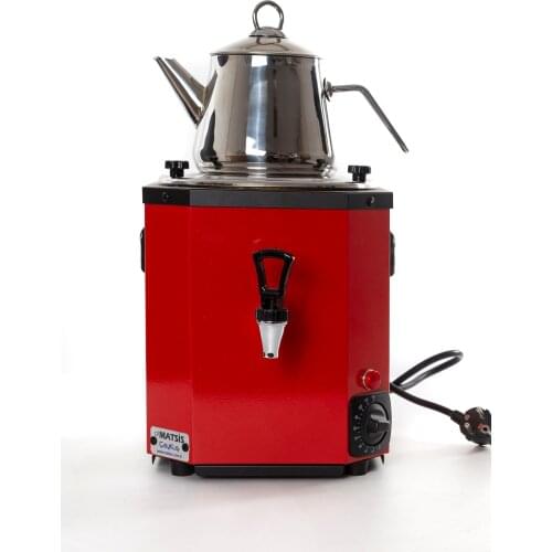 TeaBird Authentic Turkish Handmade Stainless Steel Red Matte Samovar Tea Boiler Hot Tea Maker Kettle Stovetop Teapot Tea Machine