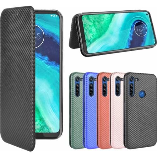 For Moto G8 Power Case Carbon Fiber Flip Leather Case For Motorola Moto G8 Power XT2041-1 Case Cover 6.4