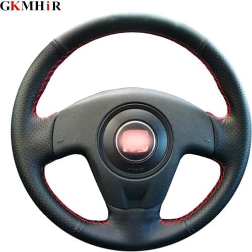 DIY Genuine Leather Steering Wheel Cover Hand-Stitched Black Car Steering Wheel Cover for Seat Ibiza 2004 2006