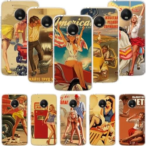 Sexy Pin Up Girl Vintege Phone Case For Motorola Moto G9 G8 G7 G6 G5 E6 E5 E4 Plus Play Power One Action Macro Coque Cover Capa