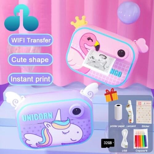 Kids Camera Instant Camera For Children Print Camera Digital Camera For Kids Unicorn Photo Camera Toy Birthday Gift For Girl Boy