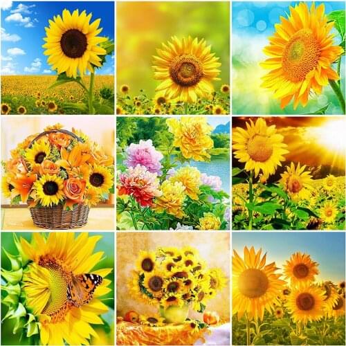 EverShine 5D Full Drill Square Diamond Painting Fllower Diamond Embroidery Sunflower Rhinestone Picture Mosaic Decor For Home