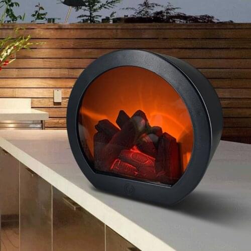 Simulation Fireplace Firewood Lanterns Lamp Desktop Ornaments Dynamic Vision 3D Flame Touch Switch Home Decoration Light