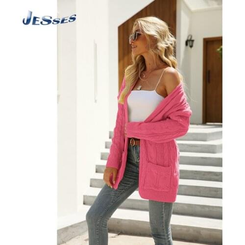 Office Knitting Sweater Cardigan Sexy Full Sleeve Female Casual Kardigan Solid Color Loose Winter Autumn Oversize V Neck Coat XL