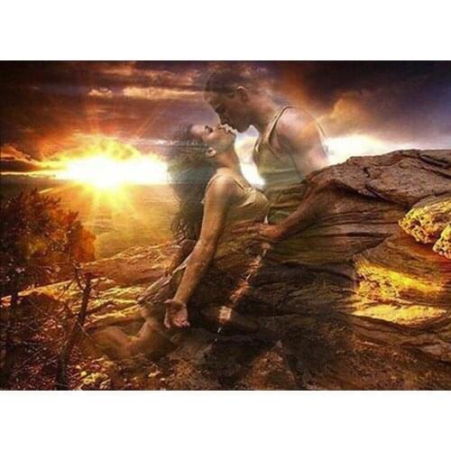 Sunrise Diamond Embroidery "Lover kiss"Full round/square 5D Diamond painting Cross Stitch,Mosaic,Arts & Craft,wall paper FG1882