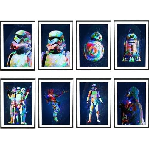 Star Wars Canvas Painting Darth Vader Master Yoda Character Posters and Prints Print Mural Picture Boy Room Home Wall Decoration