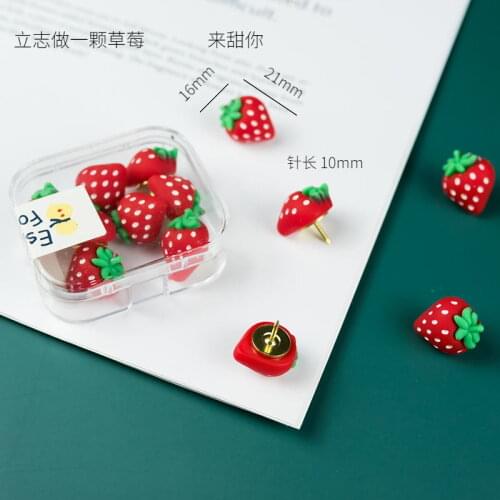 10 pcs strawberry Push Pins Thumb Thumbtack Board Pins Drawing Photo Wall Studs Office School Supplies
