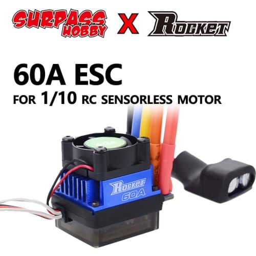 Surpass Hobby Rocket 60A ESC Brushless Motor Professional Electric Speed Controller Crawler Waterproof for 1/10 RC Monster Car