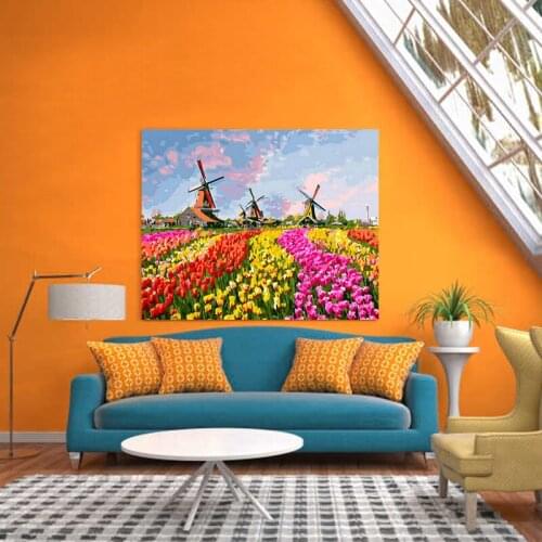 Colorful dandelion daisy flower flower oil painting DIY painting digital art painting digital family Hotel decorative painting