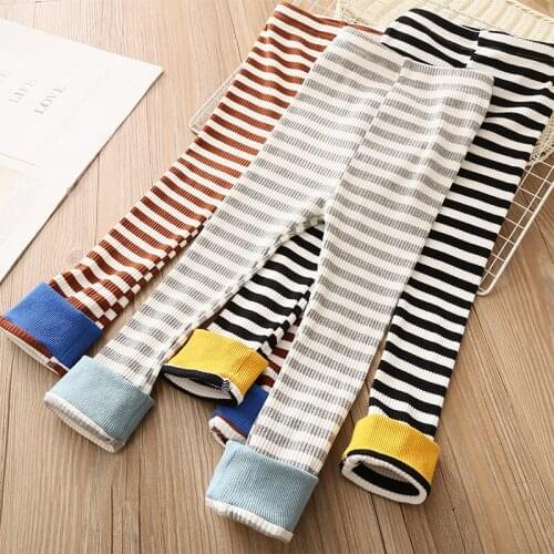 Baby Stripe Leggings New 2021 Spring Autumn Childrens Clothing Kids Slim Simple Stretch Trousers For Girls Long Pant Hot Sale