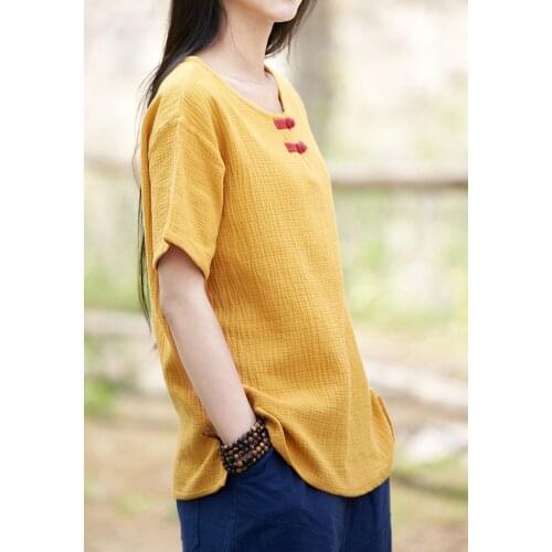 Summer 4color cotton&linen martial arts uniform zen suits kung fu tai chi t-shirts lay meditation clothing red/blue/yellow/white