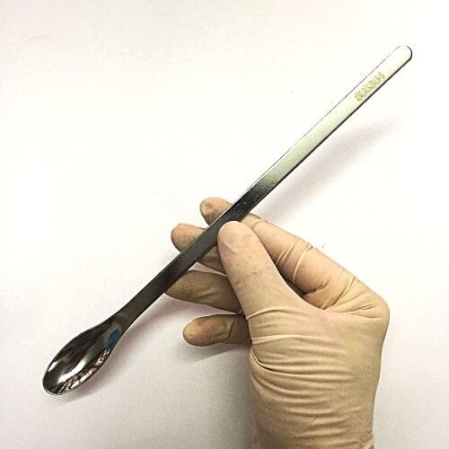 Stainless Steel Drug Spoon 22cm Single Head Reagents Spatula Weigh Spoon 220mm Laboratory Pharmacy Taking Medicine Tools 10 / PK