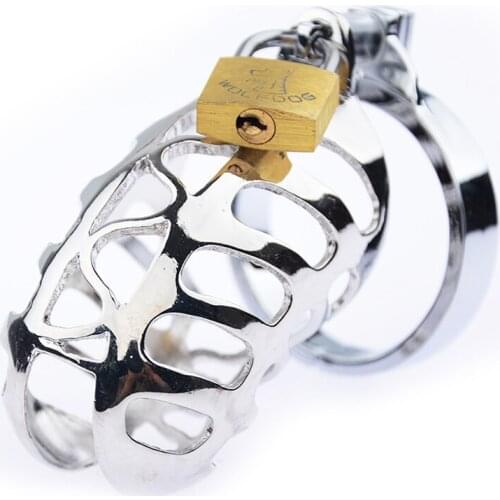 Stainless Steel Male Chastity Cage Device for Men Closed Cock Cage BDSM Bondage Penis Rings Lock Locking Adult Game Sex Toys
