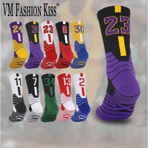 32 Colors Plus Thick Super Star Basketball Socks Non-slip Durable Skateboard Towel Bottom Crew Movement Socks Men No23 No24