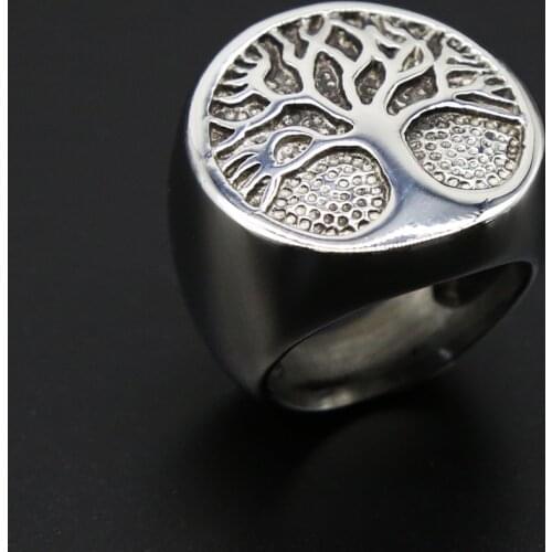 Punk Stainless Steel Tree of Life Ring Classic Men Viking Amulet Ring Fashionable Male Jewelry Dropshipping Store