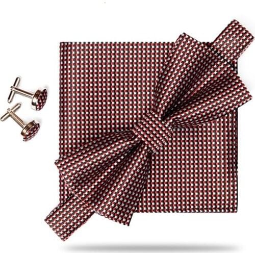 Neck Tie Set Bow Ties for Men Mariage Pocket square Cufflinks Fashion Bowtie Wedding Towel Butterfly cuff links Handkerchief