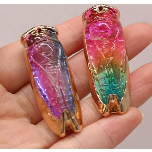 Natural Semi-precious Stone Pendant Crystal Gilded Edge 18x50mm for DIY Jewelry Making High Quality Gift