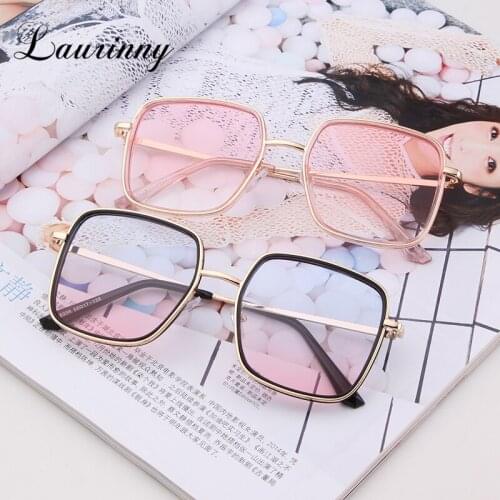 Fashion Sqaure Women Sunglasses Luxury Designer Flat Top Rose Gold Mirror Female Sun Glasses Retro Metal Shades Outdoor Female