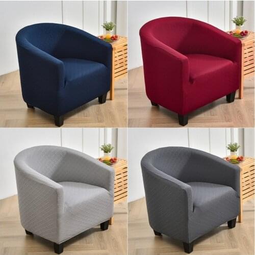 Solid Color Tub Armchair Cover Geometric Stretch Club Sofa Slipcover for Living Room Elastic Spandex Tub Coffee Bar Couch Cover