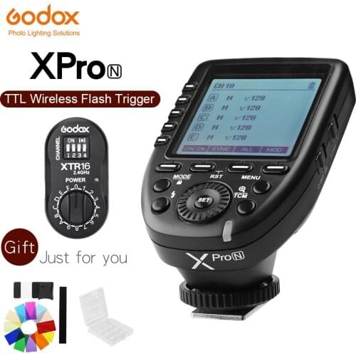Godox XPro-N Flash Trigger Transmitter with i-TTL II 2.4G Wireless X System HSS LCD Screen + XTR-16 Receiver for Nikon DSLR