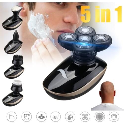 5-IN-1 Rechargeable Electric Shaver Five Floating Heads Razors Hair Clipper Nose Ear Hair Trimmer Men Facial Cleaning Brush