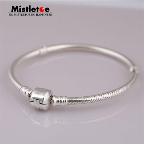 Authentic 925 Sterling Silver Bracelet Snake Chain Fit European Jewelry