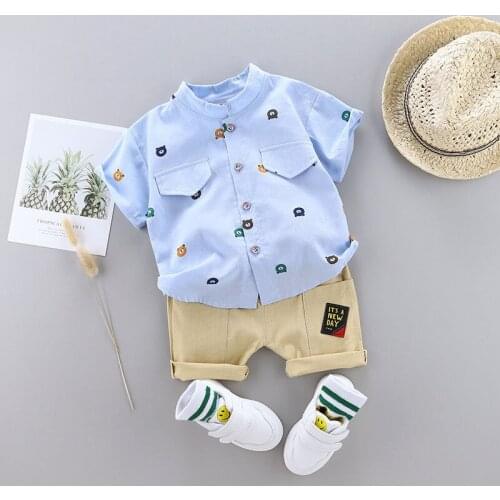 100% Cotton Casual Childrens Clothing Crown Print Kids Clothing Sets Shirt + Shorts Baby Boys Clothes 2 Pcs Boys Clothing Sets
