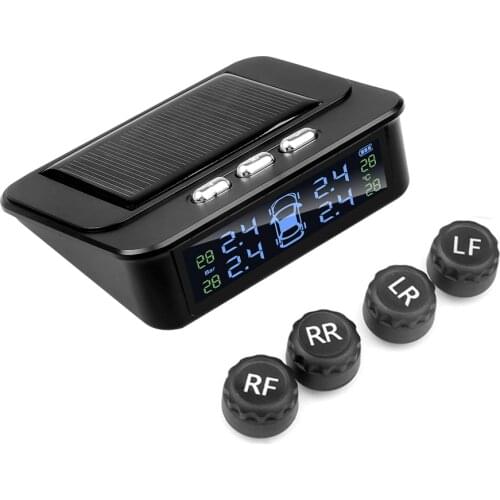 Tire Pressure Monitor System Solar Power USB TPMS Car Truck Tyre Pressure Gauge Temperature warning with 4 external Sensors