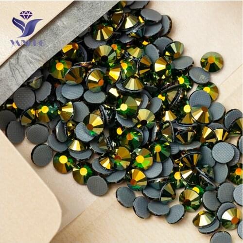 YANRUO 2058HF All Sizes Emerald AB Top Quality Hot Fix Strass Crystal Flat Back Hotfix Rhinestones For Wedding Dresses