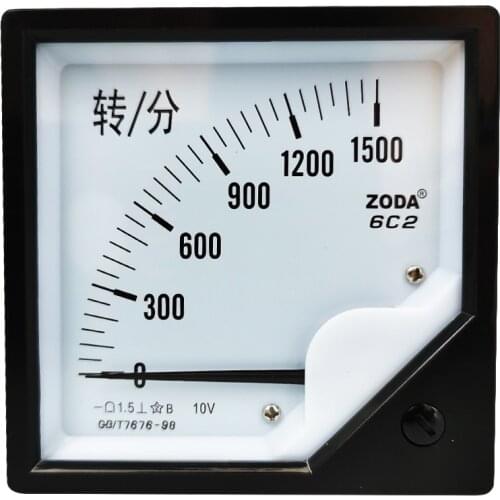 6C2 DC Tachometer 1500 RPM /10V RPM/min Sensor Excitation Voltmeter Pointer Voltage Meter 80*80mm