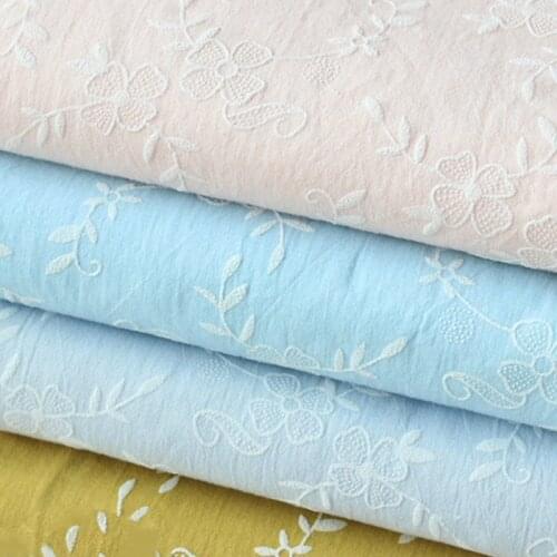 100% Cotton Crepe Fabric Printed Flower Pleated Texture Fabric Cotton Crepe Printed Childrenswear Fabric