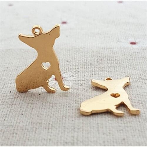 High Quality 20 Pieces/Lot 16*20MM Gold and Silver Color French bulldog Charms Animal charms For Jewelry Making