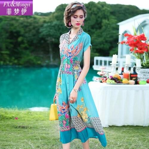 Green paisley Floral Silk Dresses Women fashion 2021 Summer Long Casual Sexy Office Work Daily Dress Plus Size Slim Fit A Line