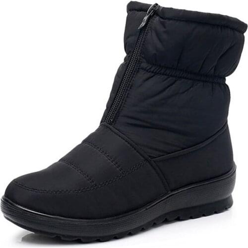 Women boots winter shoes women snow boots with zipper plush inside botas mujer waterproof antiskid female booties size41 XKD2135