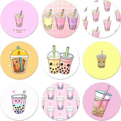 58mm Cartoon food pearl milk tea Icons Pins Badge Decoration Brooches Metal Badges For Backpack Decoration