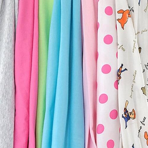 1M Cotton Knitted Jersey Fabric Elastic Prints Reb Undershirt Cloth Patchwork Summer Thin Tissue DIY Sewing Infant Baby Dress