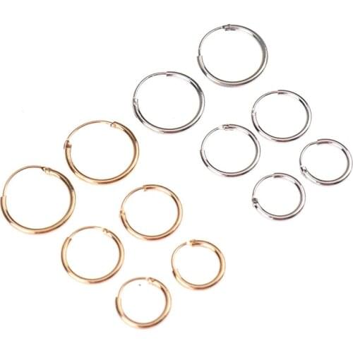 3 Pair/Set Fashion Women Girl Simple Round Circle Small Ear Stud Earring