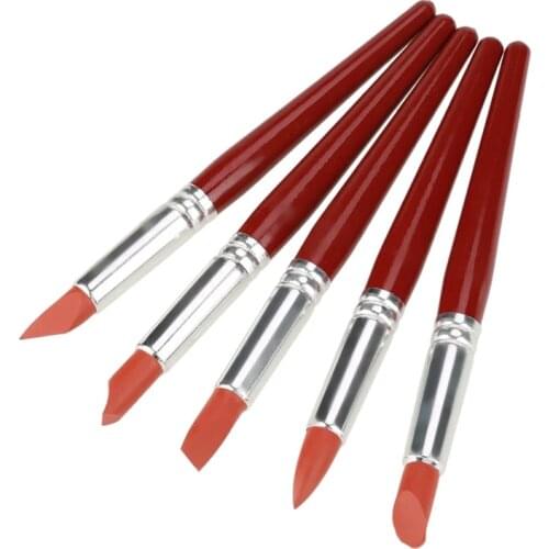 ABSF 5 Pcs Red Large-Sized Rubber Tip Paint Shaping Modeling Wipe Out Tools Ceramic Sculpture Polymer Clay Carving Tools