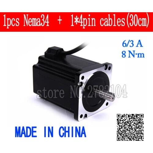 86 Stepper Motor 2 PHASE 4-lead Nema34 motor 86BYGH High torque 119.5MM 6.0A 8.00N.M LOW NOISE motor for CNC XYZ