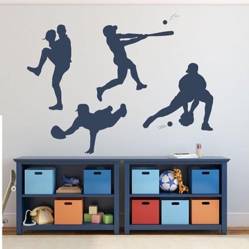 Baseball Player Wall Decal Pitching Catching Diving Batting Boys' Room Vinyl sticker room decoration accessories 2343