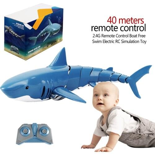 2.4G Electric Shark Toys Remote Control Toy Simulation Fish Remote Control Boat Electric RC Simulation Free Swim Animal Toy