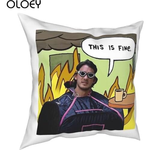 This Is Fine Funny Meme Square Pillow Case Decorative Pillow Unus Annus Markiplier Ethannestor Custom Pillowcover Home Decor